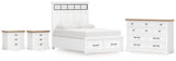 Ashbryn White/Natural King Panel Storage Bed with Dresser and 2 Nightstands from Ashley - Luna Furniture