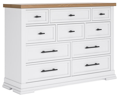 Ashbryn White/Natural King Panel Storage Bed with Dresser and 2 Nightstands from Ashley - Luna Furniture