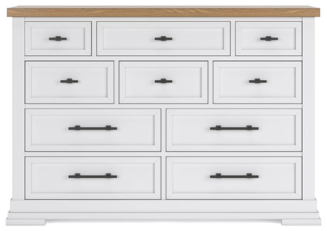 Ashbryn White/Natural King Panel Storage Bed with Dresser from Ashley Furniture - Luna Furniture