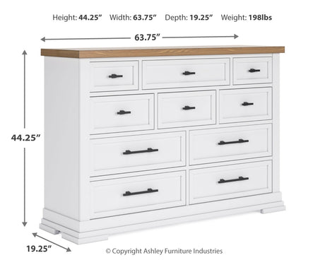 Ashbryn White/Natural King Panel Storage Bed with Dresser from Ashley - Luna Furniture