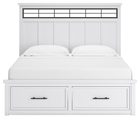 Ashbryn White/Natural King Panel Storage Bed with Dresser from Ashley - Luna Furniture