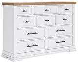 Ashbryn White/Natural King Panel Storage Bed with Dresser from Ashley - Luna Furniture