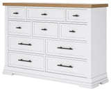 Ashbryn White/Natural King Panel Storage Bed with Dresser from Ashley - Luna Furniture