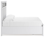 Ashbryn King Panel Storage Bed with Mirrored Dresser and 2 Nightstands in White/Natural from Ashley - Luna Furniture