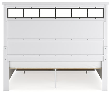 Ashbryn King Panel Storage Bed with Mirrored Dresser and Chest in White/Natural from Ashley - Luna Furniture