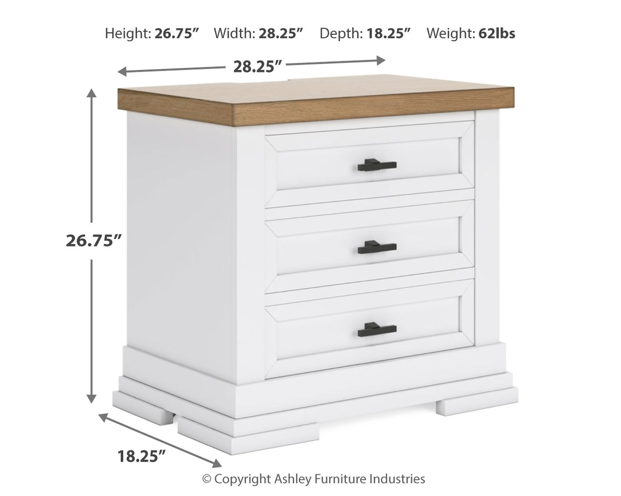 Ashbryn King Panel Storage Bed with Mirrored Dresser and Nightstand in White/Natural from Ashley - Luna Furniture