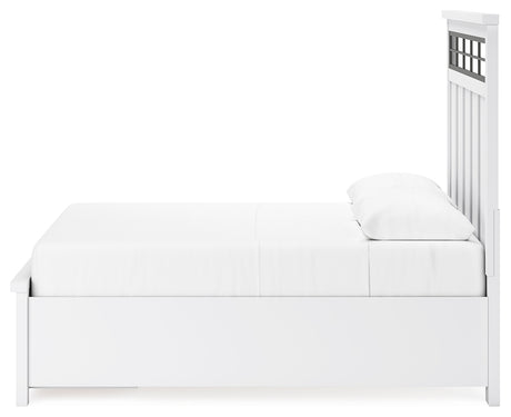 Ashbryn White/NaturalQueen Panel Storage Bed with 2 Nightstands from Ashley Furniture - Luna Furniture