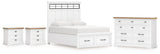 Ashbryn White/Natural Queen Panel Storage Bed with Dresser and 2 Nightstands from Ashley Furniture - Luna Furniture