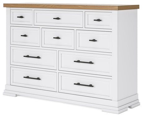 Ashbryn White/Natural Queen Panel Storage Bed with Dresser from Ashley Furniture - Luna Furniture