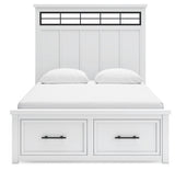 Ashbryn White/Natural Queen Panel Storage Bed with Dresser from Ashley Furniture - Luna Furniture