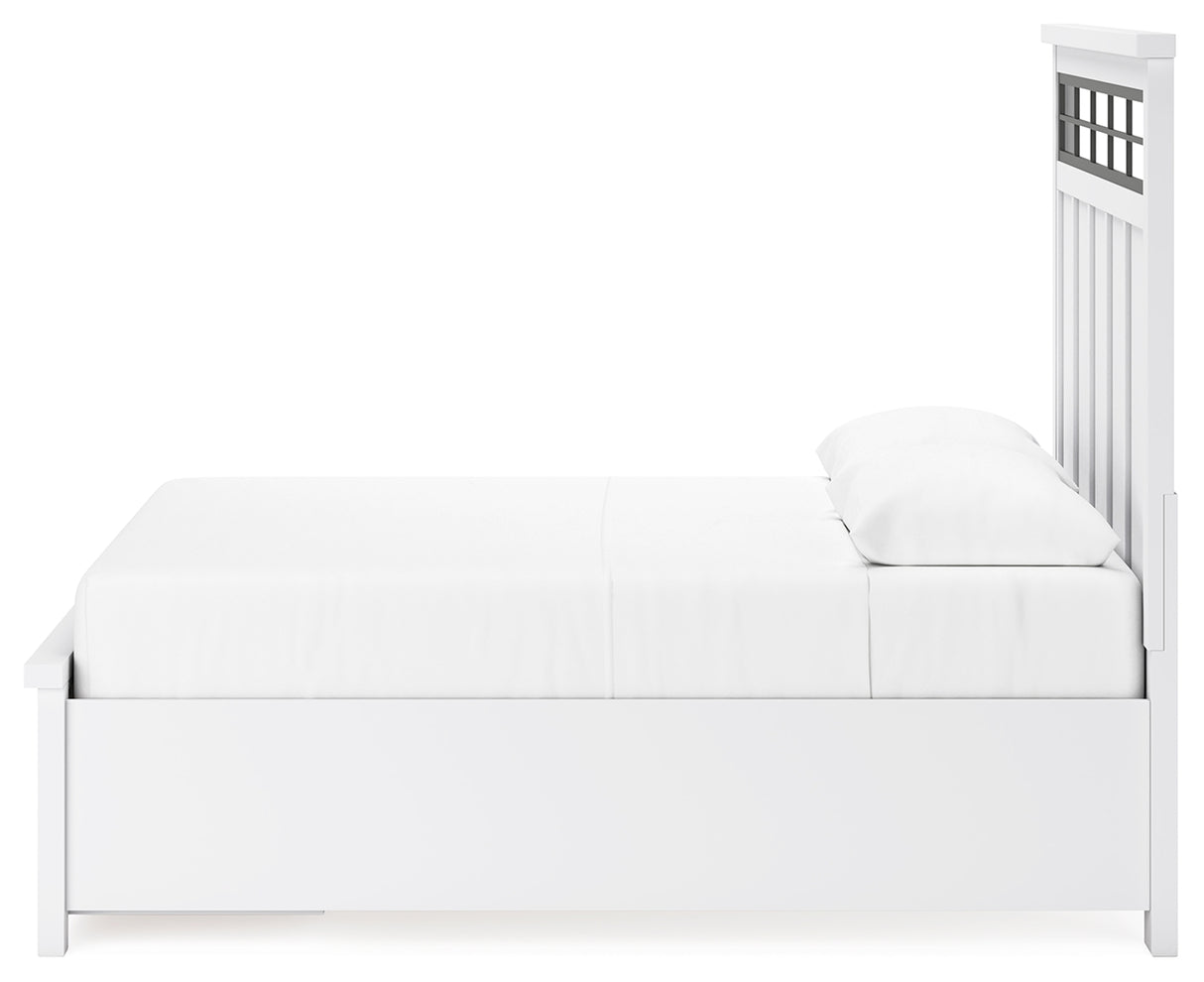 Ashbryn White/Natural Queen Panel Storage Bed with Dresser from Ashley Furniture - Luna Furniture