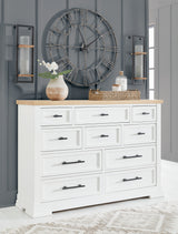 Ashbryn White/Natural Queen Panel Storage Bed with Dresser from Ashley Furniture - Luna Furniture