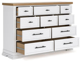 Ashbryn White/Natural Queen Panel Storage Bed with Dresser from Ashley Furniture - Luna Furniture