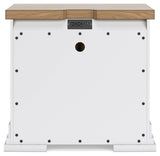 Ashbryn Queen Panel Storage Bed with Mirrored Dresser and 2 Nightstands in White/Natural from Ashley - Luna Furniture