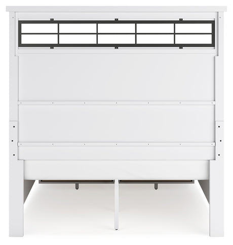 Ashbryn Queen Panel Storage Bed with Mirrored Dresser, Chest and Nightstand in White/Natural from Ashley - Luna Furniture