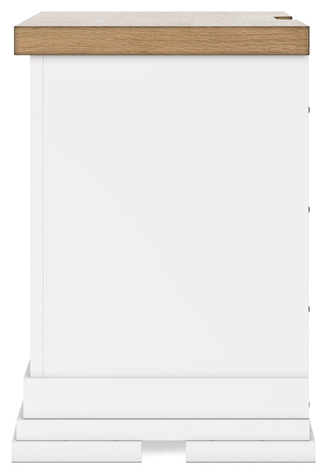 Ashbryn Queen Panel Storage Bed with Mirrored Dresser, Chest and Nightstand in White/Natural from Ashley - Luna Furniture