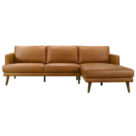 Lore L-Shaped Cognac Vegan Leather Right Sectional Sofa from Ashcroft Furniture - Luna Furniture