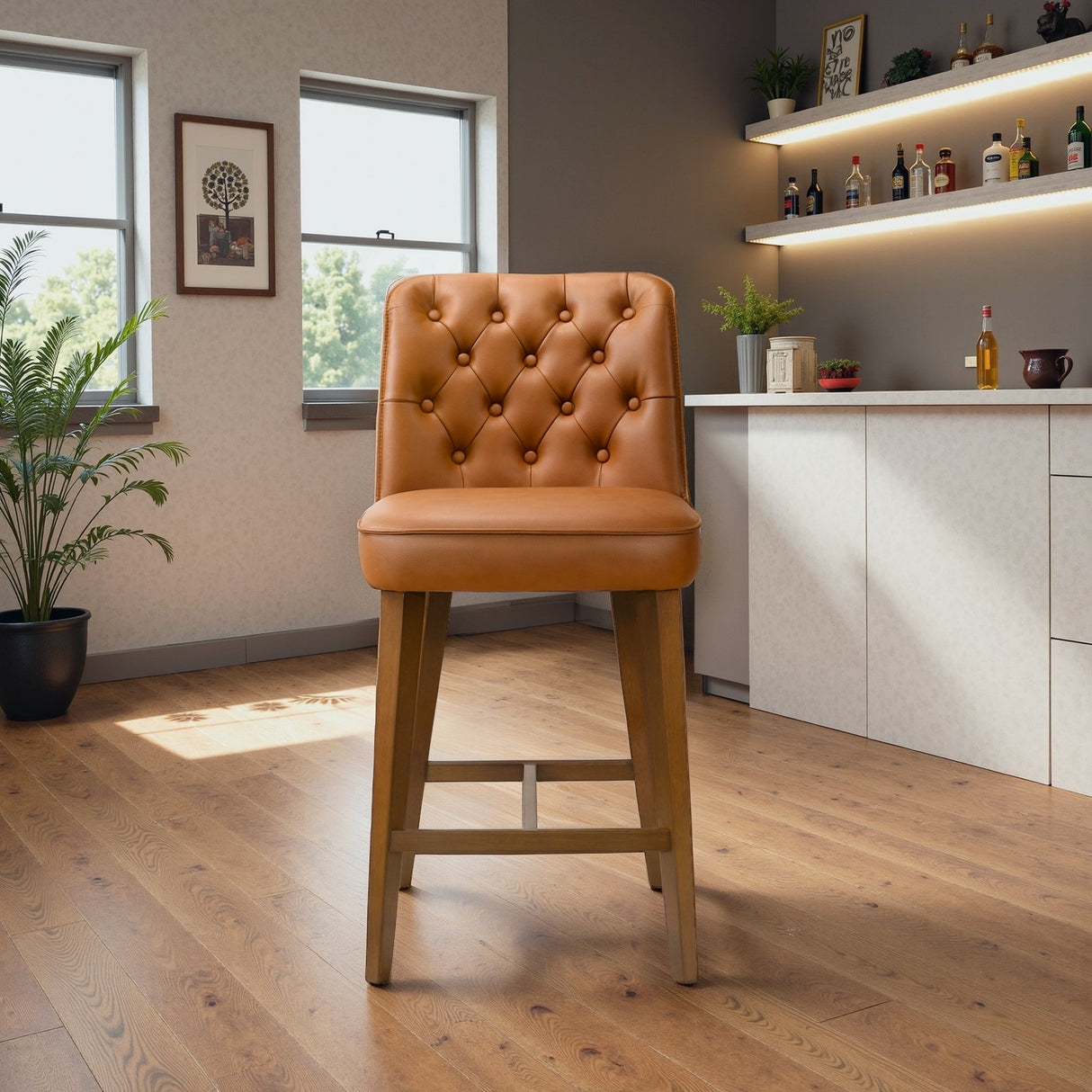 Peoria Cognac Modern Counter Stool from Ashcroft Furniture - Luna Furniture
