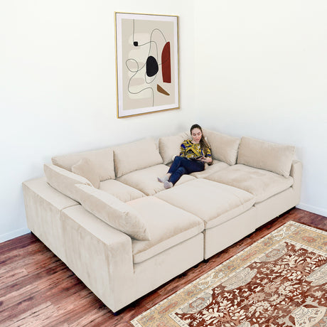 Hayward Ivory Velvet Modular Sectional Sofa from Ashcroft Furniture - Luna Furniture