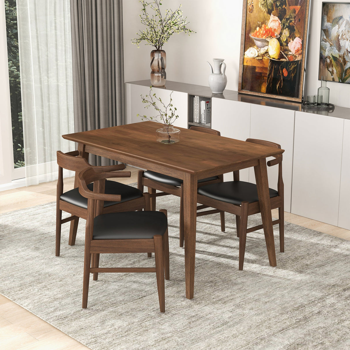 Levi Modern Style Solid Wood Rectangular Dining Kitchen Table Walnut / 47" from Ashcroft Furniture - Luna Furniture