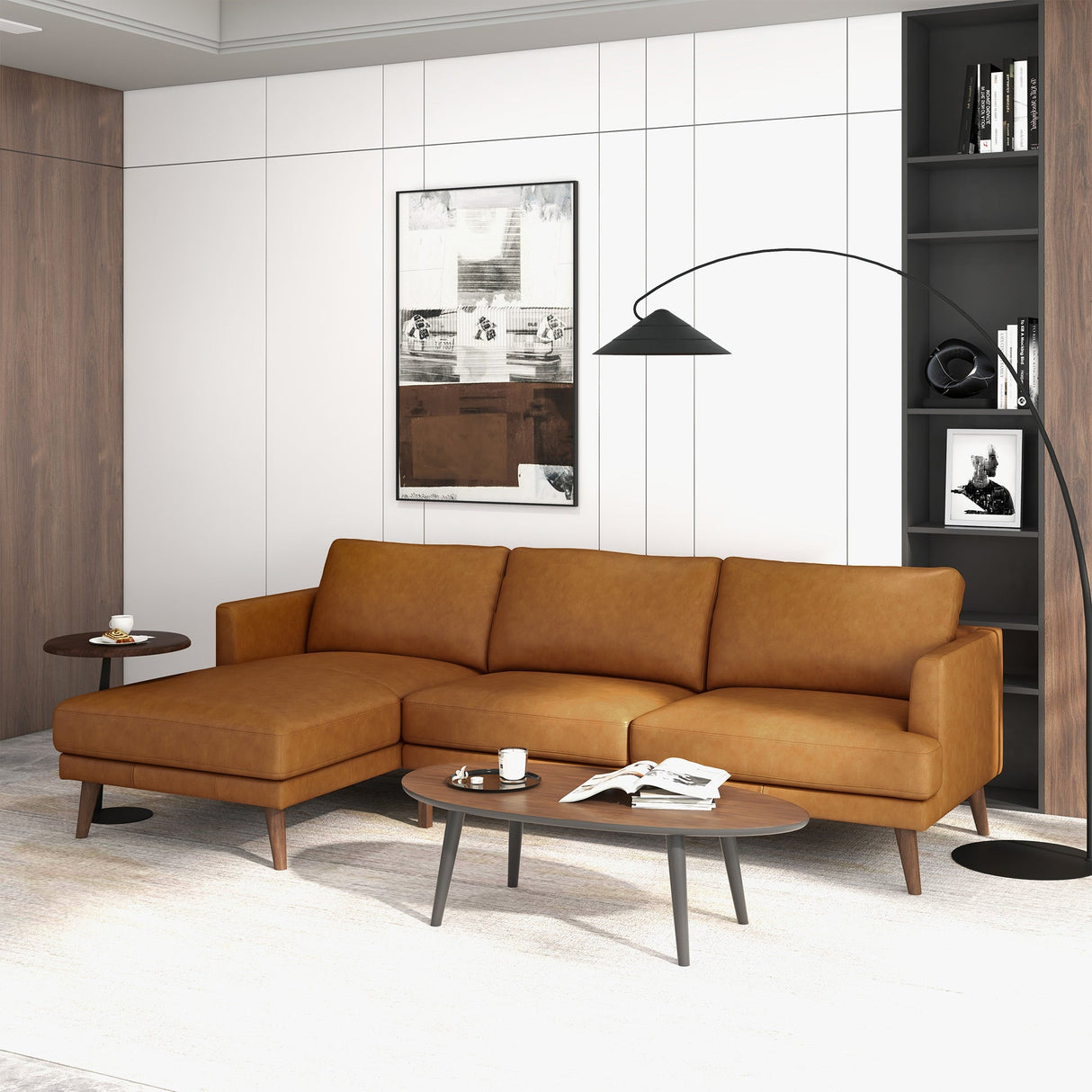 Lore Tan Genuine Leather LAF Sectional from Ashcroft Furniture - Luna Furniture