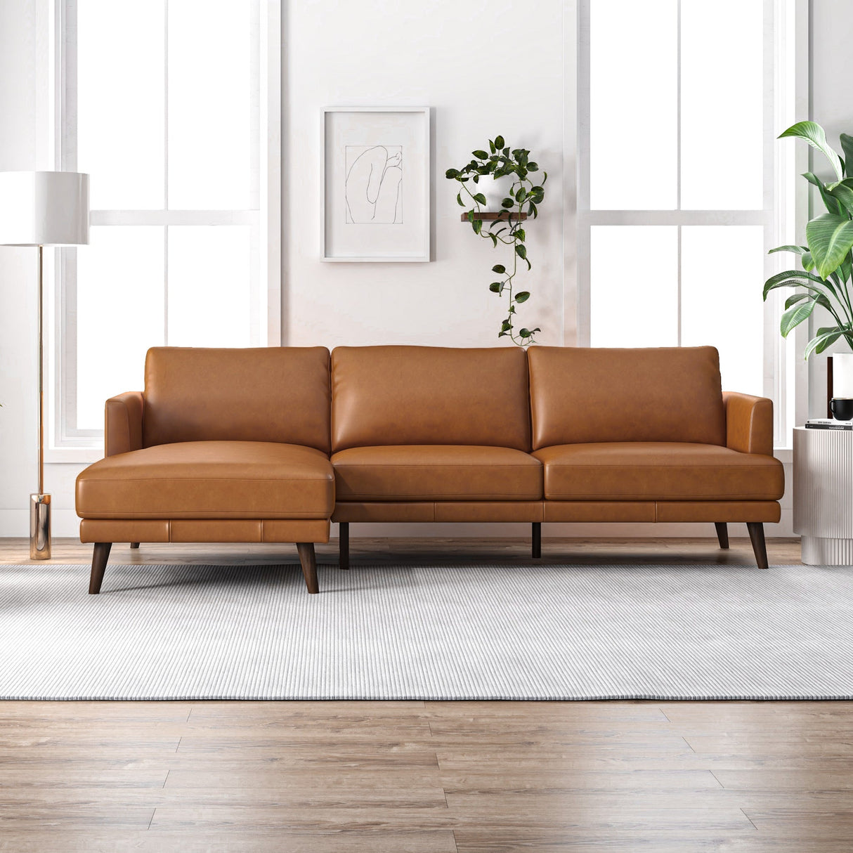 Lore Tan Genuine Leather LAF Sectional from Ashcroft Furniture - Luna Furniture