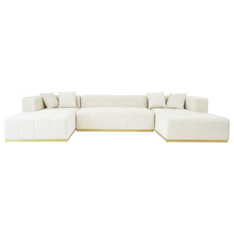 Nolan U-Shape Corner Sofa - Cream Velvet from Ashcroft Furniture - Luna Furniture
