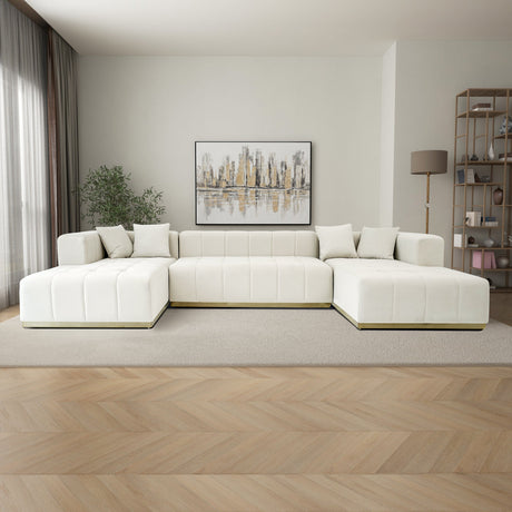 Nolan U-Shape Corner Sofa - Cream Velvet from Ashcroft Furniture - Luna Furniture
