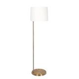 Zenith Offset Brass Base Floor Lamp with Drum-shaped Linen Shade from Ashcroft Furniture - Luna Furniture
