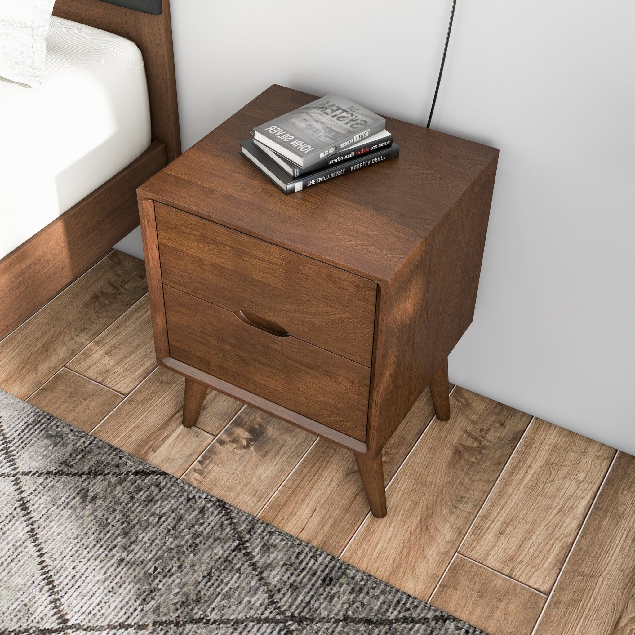 Ashcroft Furniture Alexandra Brown Night Stand with 2 Drawers