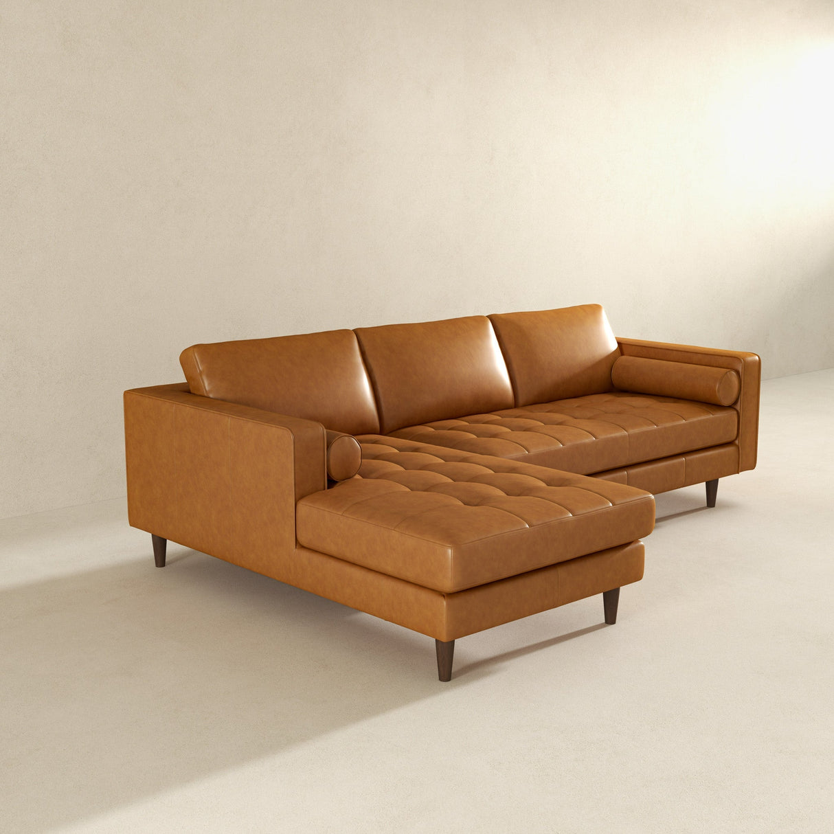 Daphne Tan Genuine Leather LAF Chaise Sectional from Ashcroft Furniture - Luna Furniture