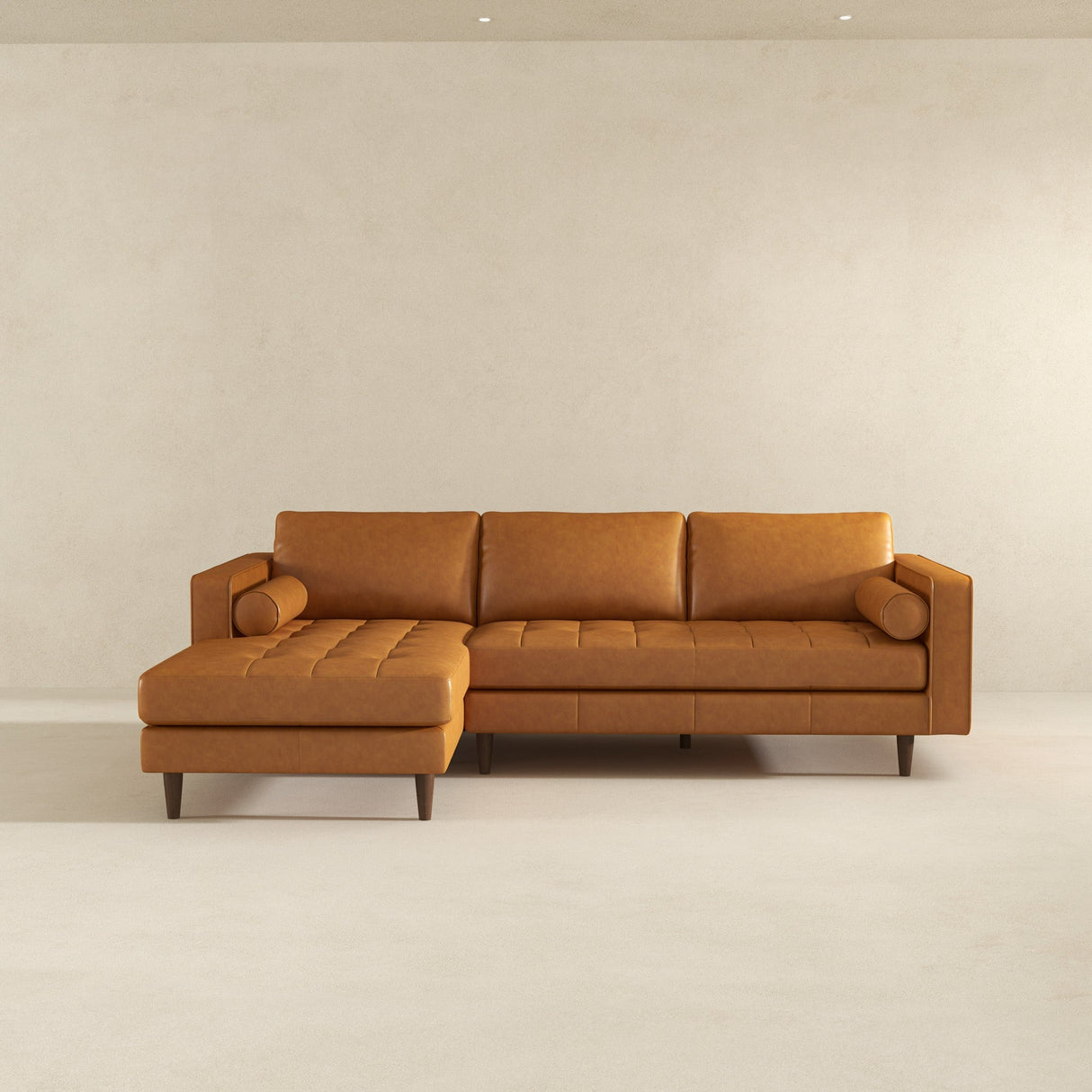 Daphne Tan Genuine Leather LAF Chaise Sectional from Ashcroft Furniture - Luna Furniture