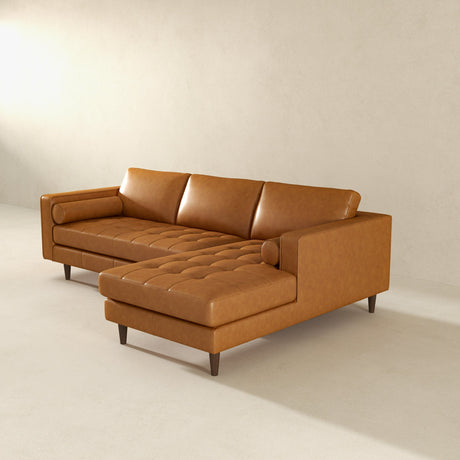 Daphne Tan Genuine Leather RAF Chaise Sectional from Ashcroft Furniture - Luna Furniture