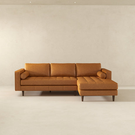 Daphne Tan Genuine Leather RAF Chaise Sectional from Ashcroft Furniture - Luna Furniture