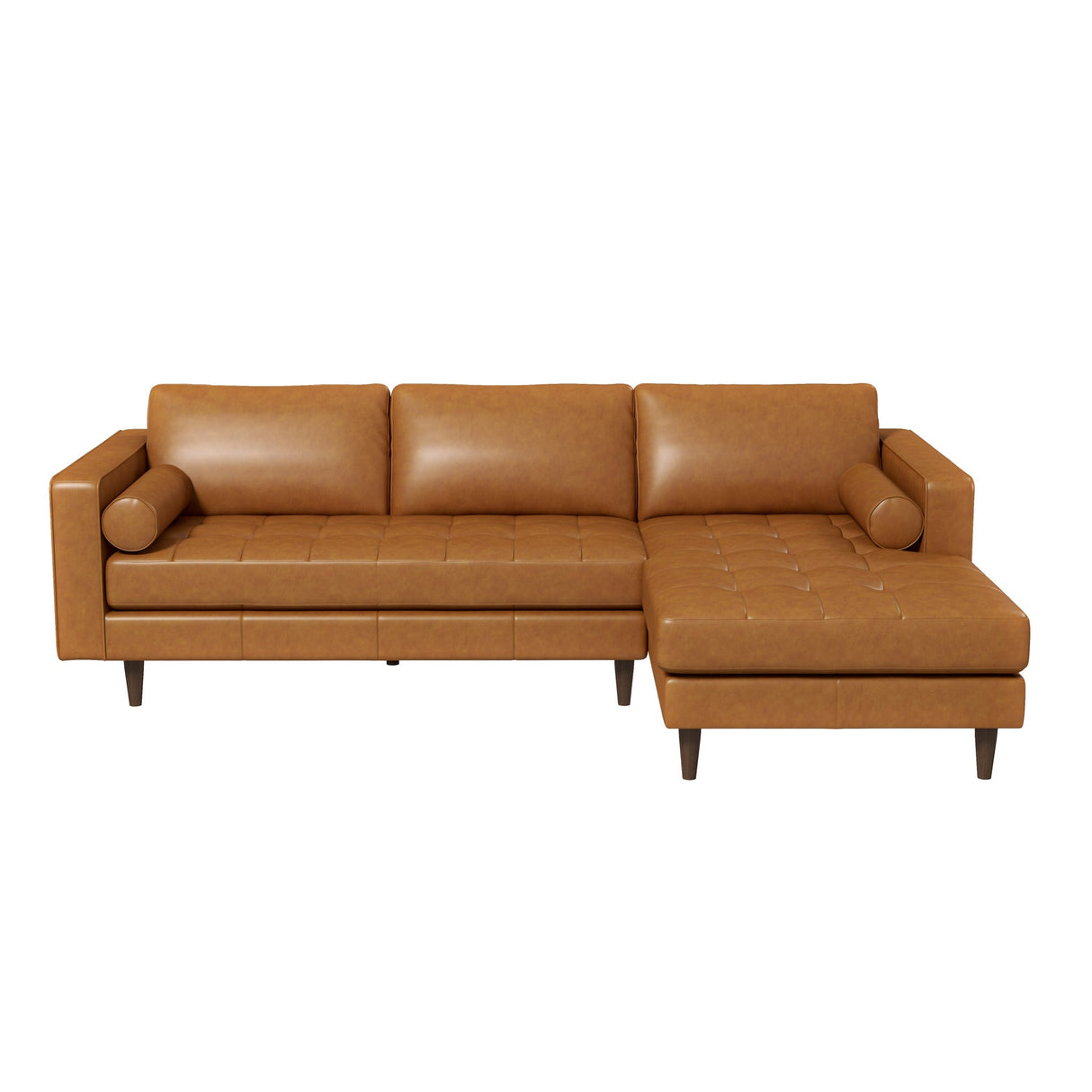Daphne Tan Genuine Leather RAF Chaise Sectional from Ashcroft Furniture - Luna Furniture