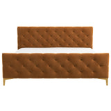 Bailey Velvet Upholstered Platform Bed King / Cognac from Ashcroft Furniture - Luna Furniture