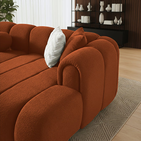 Beatrice Modern Tufted Burnt Orange Boucle Right-Facing Sectional Sofa from Ashcroft Furniture - Luna Furniture