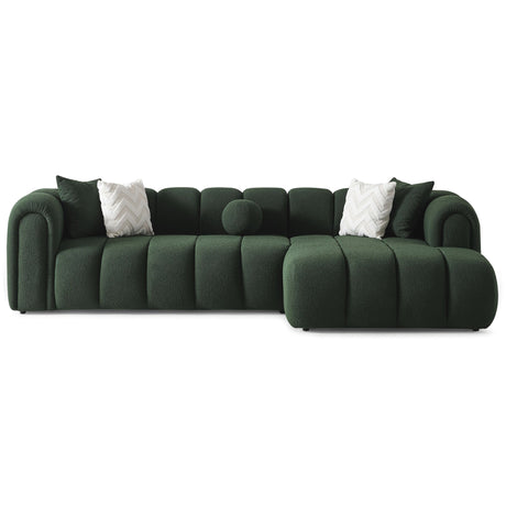 Beatrice Modern Tufted Dark Green Boucle Right-Facing Sectional Sofa from Ashcroft Furniture - Luna Furniture