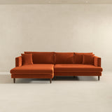 Blake L-Shaped Burnt Orange Velvet Left-Facing Sectional Sofa from Ashcroft Furniture - Luna Furniture