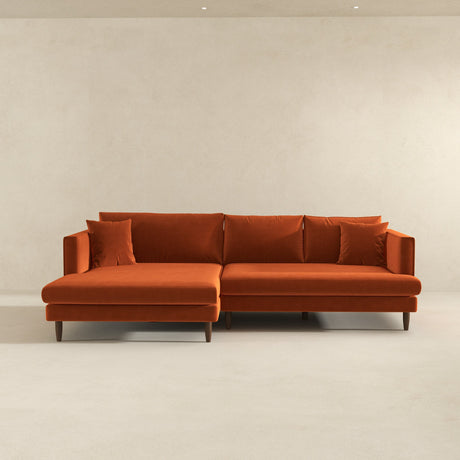 Blake L-Shaped Burnt Orange Velvet Left-Facing Sectional Sofa from Ashcroft Furniture - Luna Furniture