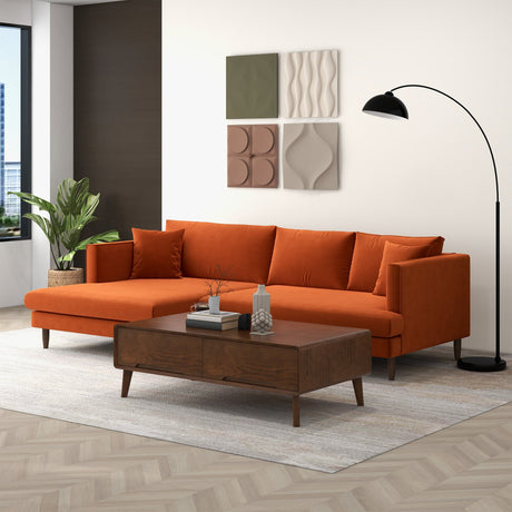 Blake L-Shaped Burnt Orange Velvet Left-Facing Sectional Sofa from Ashcroft Furniture - Luna Furniture