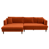 Blake L-Shaped Burnt Orange Velvet Left-Facing Sectional Sofa from Ashcroft Furniture - Luna Furniture