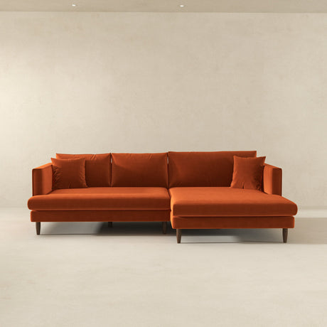 Blake L-Shaped Burnt Orange Velvet Right-Facing Sectional Sofa from Ashcroft Furniture - Luna Furniture