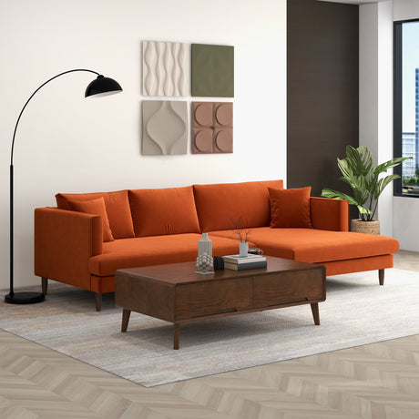 Blake L-Shaped Burnt Orange Velvet Right-Facing Sectional Sofa from Ashcroft Furniture - Luna Furniture