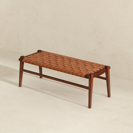 Cody Tan Leather Bench from Ashcroft Furniture - Luna Furniture