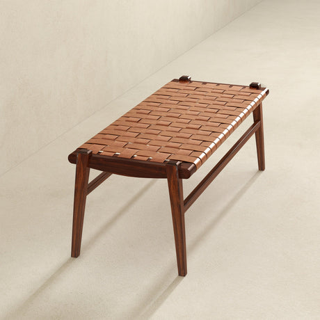 Cody Tan Leather Bench from Ashcroft Furniture - Luna Furniture