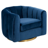 Cosey Navy Blue Velvet Swivel Chair from Ashcroft Furniture - Luna Furniture