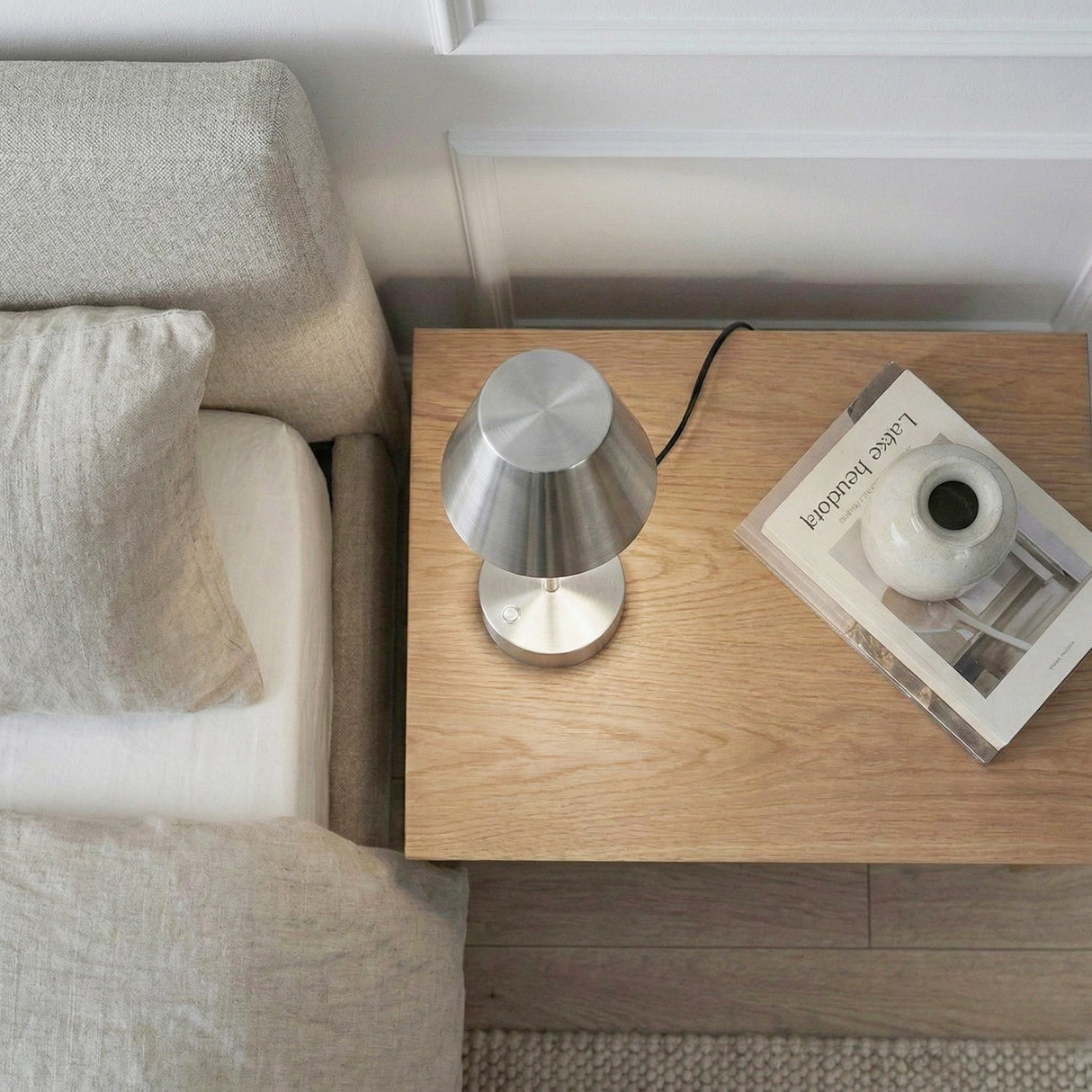 Elegance Rechargeable LED Table Lamp Brushed Nickel LED Touch Switch from Ashcroft Furniture - Luna Furniture