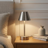 Elegance Rechargeable LED Table Lamp Brushed Nickel LED Touch Switch from Ashcroft Furniture - Luna Furniture