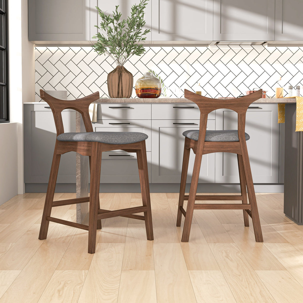Hester Solid Wood Upholstered Square Counter Chair (Set Of 2) from Ashcroft Furniture - Luna Furniture